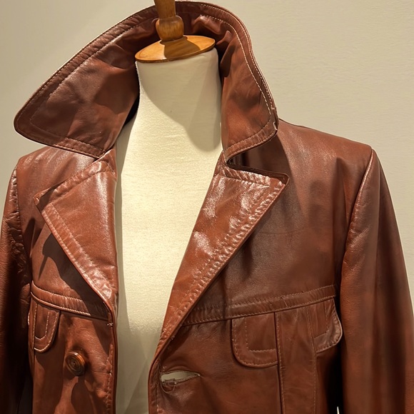 Victoria leather 60’s jacket belted vintage good condition with removable liner - Picture 4 of 15